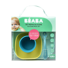 BEABA Silicone Meal Set (Blue) - showing the set within its packaging