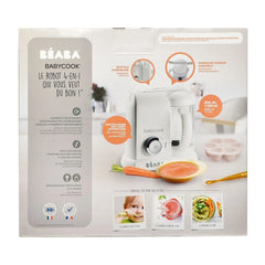 BEABA Babycook Solo (White/Silver) - showing the rear of the packaging and some of the product`s features