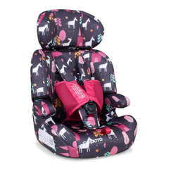 Cosatto Zoomi Group 123 Car Seat (Unicorn Land) - quarter view, shown here without the liner