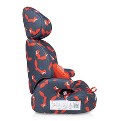 Cosatto Zoomi Group 123 Car Seat (Charcoal Mister Fox) - side view, showing the illustrated seat belt guide