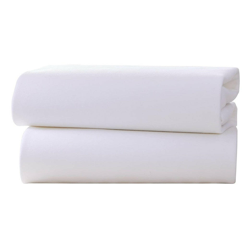 Clair De Lune Fitted Sheets for Pram/Crib Sheets - Pack of 2 White 90x40cm