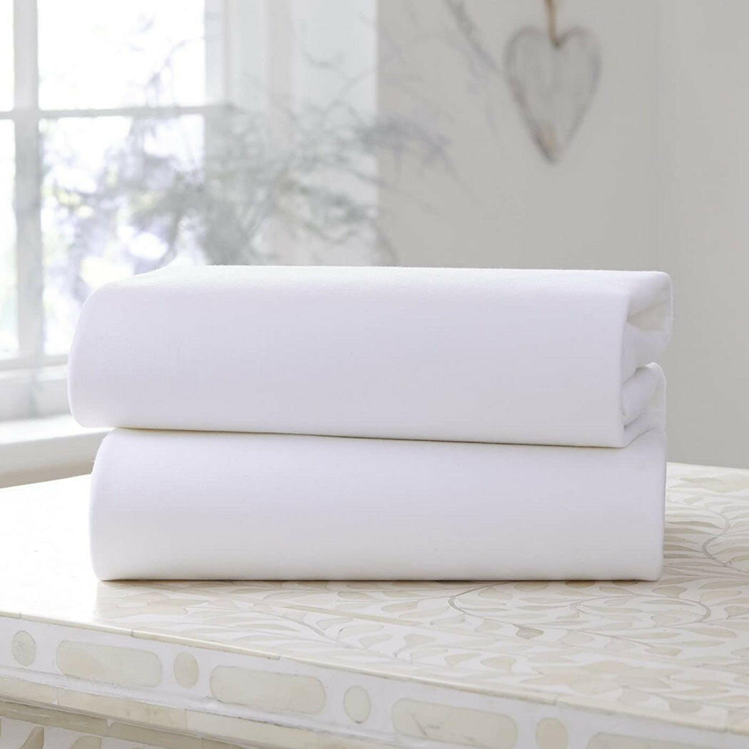 Clair De Lune Fitted Sheets for Pram/Crib Sheets - Pack of 2 (White) - lifestyle image