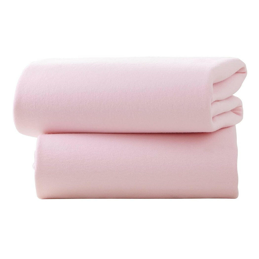 Clair De Lune Fitted Sheets for Pram/Crib Sheets - Pack of 2 Pink 90x40cm