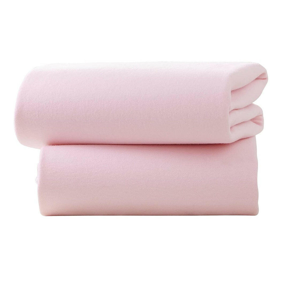 Clair De Lune Fitted Sheets for Pram/Crib Sheets - Pack of 2 Pink 90x40cm