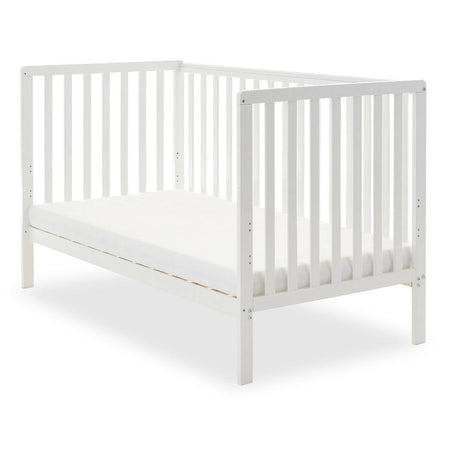 Obaby Bantam Cot Bed (White) - quarter view, shown here converted to the junior bed (mattress not included, available separately)