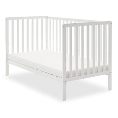 Obaby Bantam Cot Bed (White) - quarter view, shown here converted to the junior bed (mattress not included, available separately)