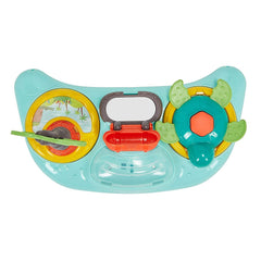 MyChild Dino 2-in-1 Walker/Rocker (Aqua Grey) - overhead view, showing the play tray removed from the walker