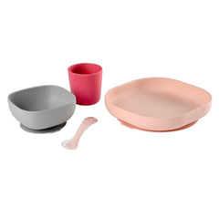 BEABA Silicone Meal Set (Pink) - showing the included items
