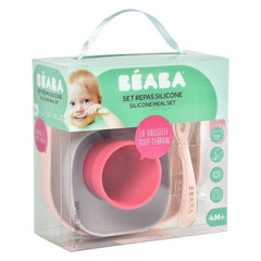 BEABA Silicone Meal Set (Pink) - showing the set within its packaging