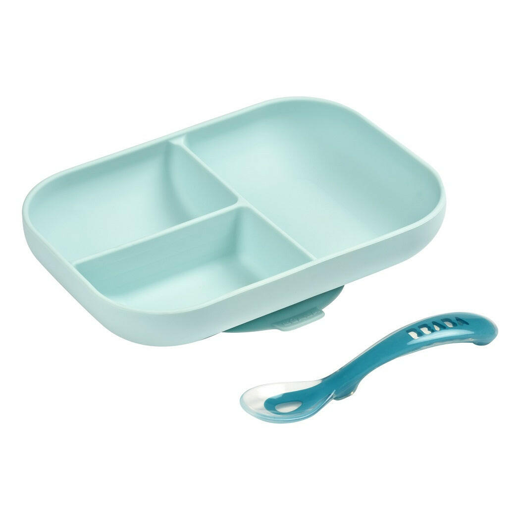BEABA Silicone Suction Compartment Plate Blue