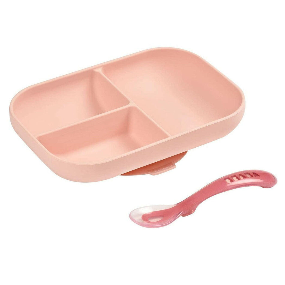 BEABA Silicone Suction Compartment Plate Pink