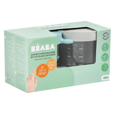 BEABA Conservative Jars in Glass (Airy Green/Light Mist) - shown here in its packaging