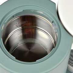 BEABA Babycook Neo (Eucalyptus) - showing the stainless steel interior with its graduated measuring markings