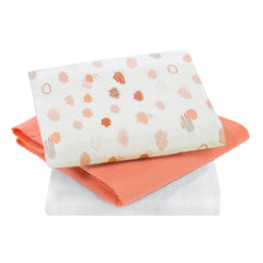 ClevaMama Muslin Cloth Set (Coral) - showing the 3 included cloths