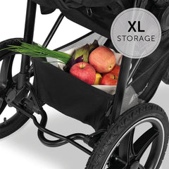 Hauck Runner2 All Terrain Pushchair (Black) - showing the extra-large basket under the seat