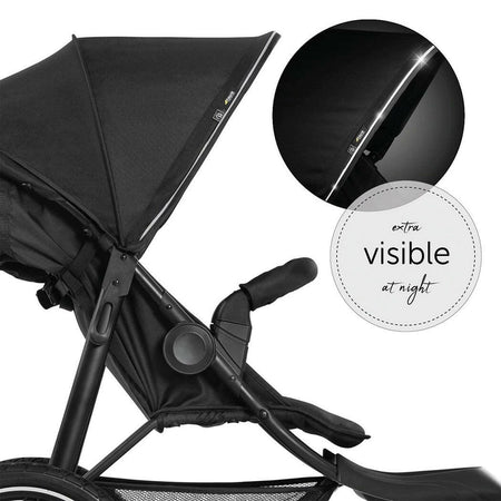 Hauck Runner2 All Terrain Pushchair (Black) - showing the stroller`s reflective safety strip