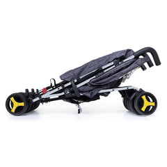 Cosatto Supa Dupa Twin Stroller (Fika Forest) - side view, showing the stroller folded for transport or storage