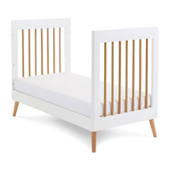 Obaby Maya Mini Cot Bed (White with Natural) - shown here as the junior bed (mattress not included, available separately)