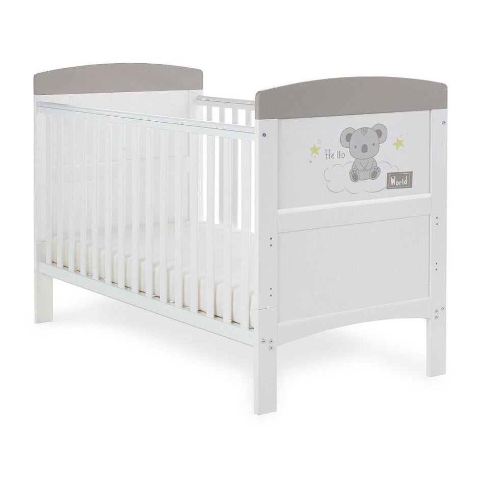 Obaby Grace Inspire Cot Bed (Hello World Koala - Grey)