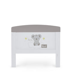 Obaby Grace Inspire Cot Bed (Hello World Koala) - showing the junior bed`s end panel with its giraffe illustrations