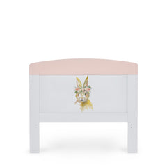 Obaby Grace Inspire Cot Bed (Watercolour Rabbit) - showing the junior bed`s end panel with its giraffe illustrations