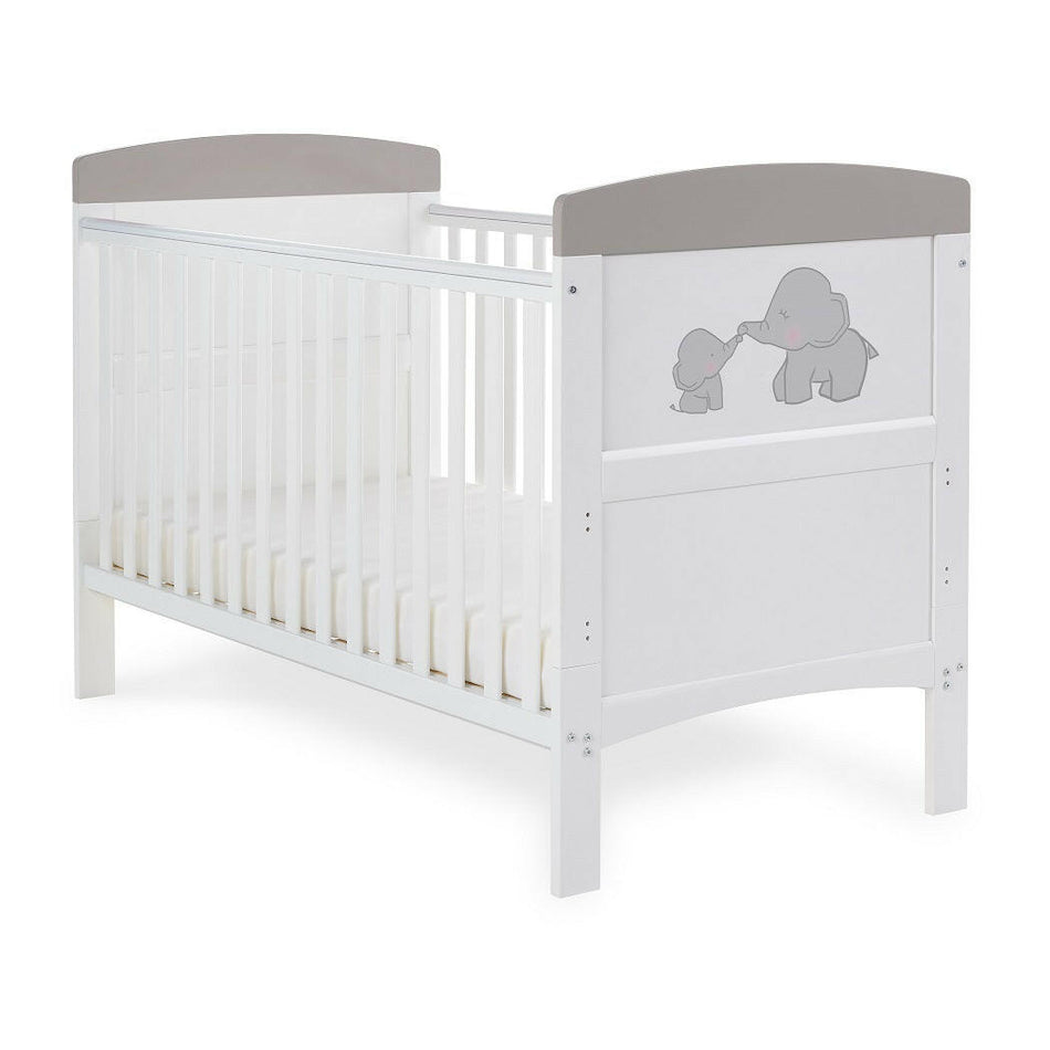 Obaby Grace Inspire Cot Bed Me & Mini Me Elephants - Grey