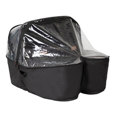 Mountain Buggy Duet v3.2 Carrycot Plus for Twins (Black) - showing the carrycot with the storm cover fitted