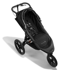 Baby Jogger Summit X3 Jogging Stroller (Midnight Black) - front view, showing the 5-point safety harness