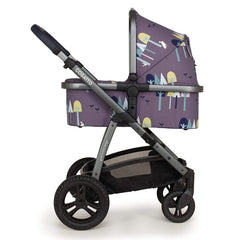 Cosatto Wow 2 Pram & Pushchair (Wilderness) - side view, showing the carrycot and chassis together as the pram