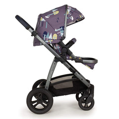 Cosatto Wow 2 Pram & Pushchair (Wilderness) - side view, showing the forward-facing pushchair with its hood fully extended and leg rest raised