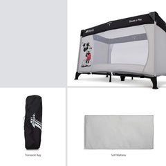 Hauck Dream n Play Travel Cot (Disney - Mickey Stars) - showing the included items