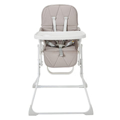 MyChild Hideaway Highchair (Grey) - front view, showing the seat with its tray and safety harness
