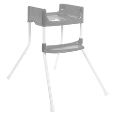 MyChild Graze 3-in-1 Highchair (Grey) - quarter view, shown in use as a booster seat