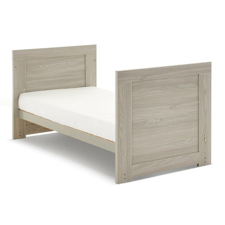 Obaby Nika Mini Cot Bed (Grey Wash) - quarter view, shown here as the junior bed (mattress not included, available separately)