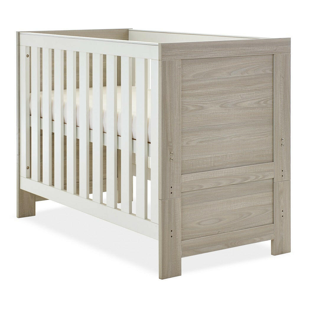 Obaby Nika MINI Cot Bed Grey Wash & White