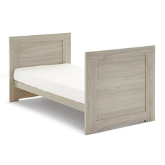 Obaby Nika Mini 2 Piece Room Set (Grey Wash) - quarter view, showing the junior bed (mattress not included, available separately)