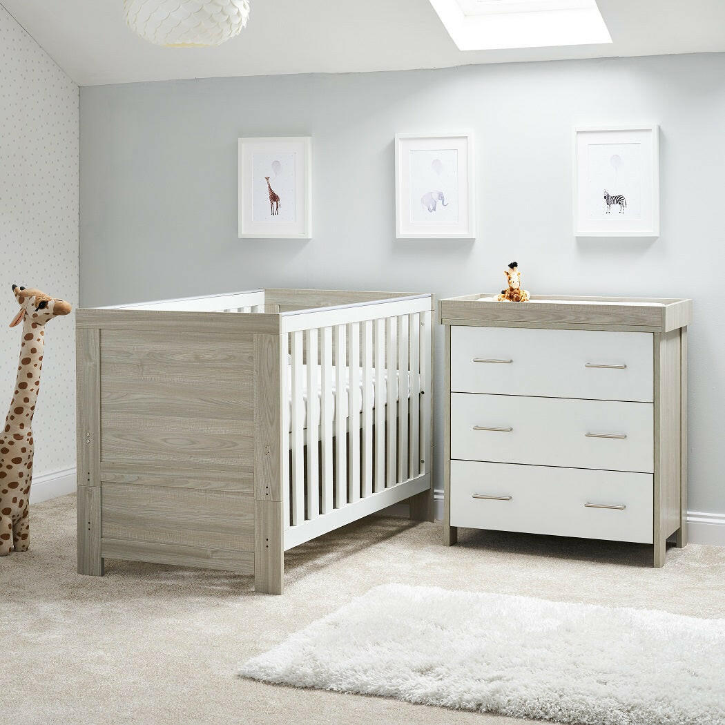 Obaby Nika Mini 2 Piece Room Set - Grey Wash & White - lifestyle image