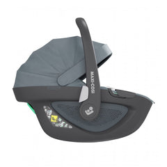 Maxi-Cosi Pebble 360 (Essential Grey) - side view, shown with canopy raised