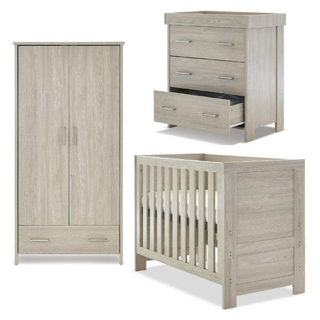 Obaby Nika Mini Nursery Room Set – 3 Piece Cot Bed, Changer & Wardrobe – Grey Wash