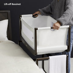 SnuzPod⁴ Bedside Crib 3-in-1 (Espresso) - showing the bassinet being removed from its stand