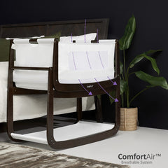 SnuzPod⁴ Bedside Crib 3-in-1 (Espresso) - showing how the air flows through the crib`s mesh panels