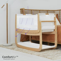 SnuzPod⁴ Bedside Crib 3-in-1 (Natural) - showing how the air flows through the crib`s mesh panels