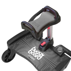 Lascal Buggy Board SADDLE (Grey) - showing the included saddle fitted to a buggy board (buggy board not included, available separately)