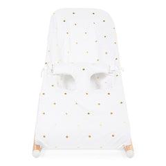CuddleCo ChildHome Evolux Bouncer Cover (Jersey Gold Dots) - front view, showing the cover fitted to a bouncer (bouncer not included, available separately)