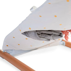 CuddleCo ChildHome Evolux Bouncer Cover (Jersey Gold Dots) - rear view, showing the cover`s rear pocket (accessories not included)