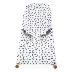 CuddleCo ChildHome Evolux Bouncer Cover (Jersey Leopard) - front view, showing the cover fitted onto a bouncer (bouncer not included, available separately)