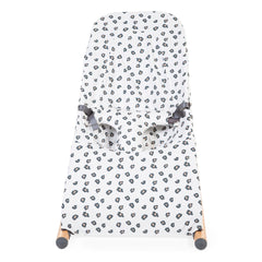 CuddleCo ChildHome Evolux Bouncer Cover (Jersey Leopard) - front view, showing the cover fitted onto a bouncer (bouncer not included, available separately)