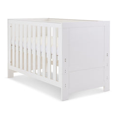 Obaby Nika 2 Piece Room Set (White Wash) - showing the cot with its base at the highest level (mattress not included, available separately)