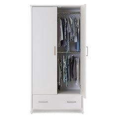Obaby Nika 3 Piece Room Set (White Wash) - showing the wardrobe`s interior and its two hanging rails (clothes not included)