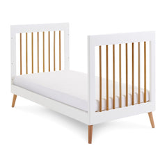 Obaby MAYA Cot Bed (White with Natural) - shown here as the junior bed (mattress not included, available separately)